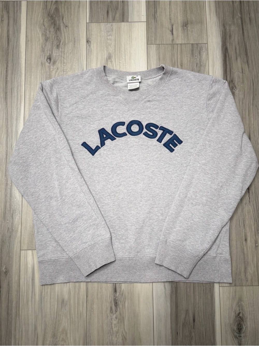 Lacoste Gray Crewneck Sweatshirt with Navy Arch Logo